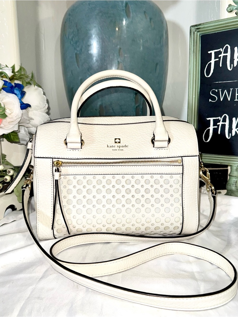 Kate Spade delaney perri lane bubbles Satchel with cross body strap GUC